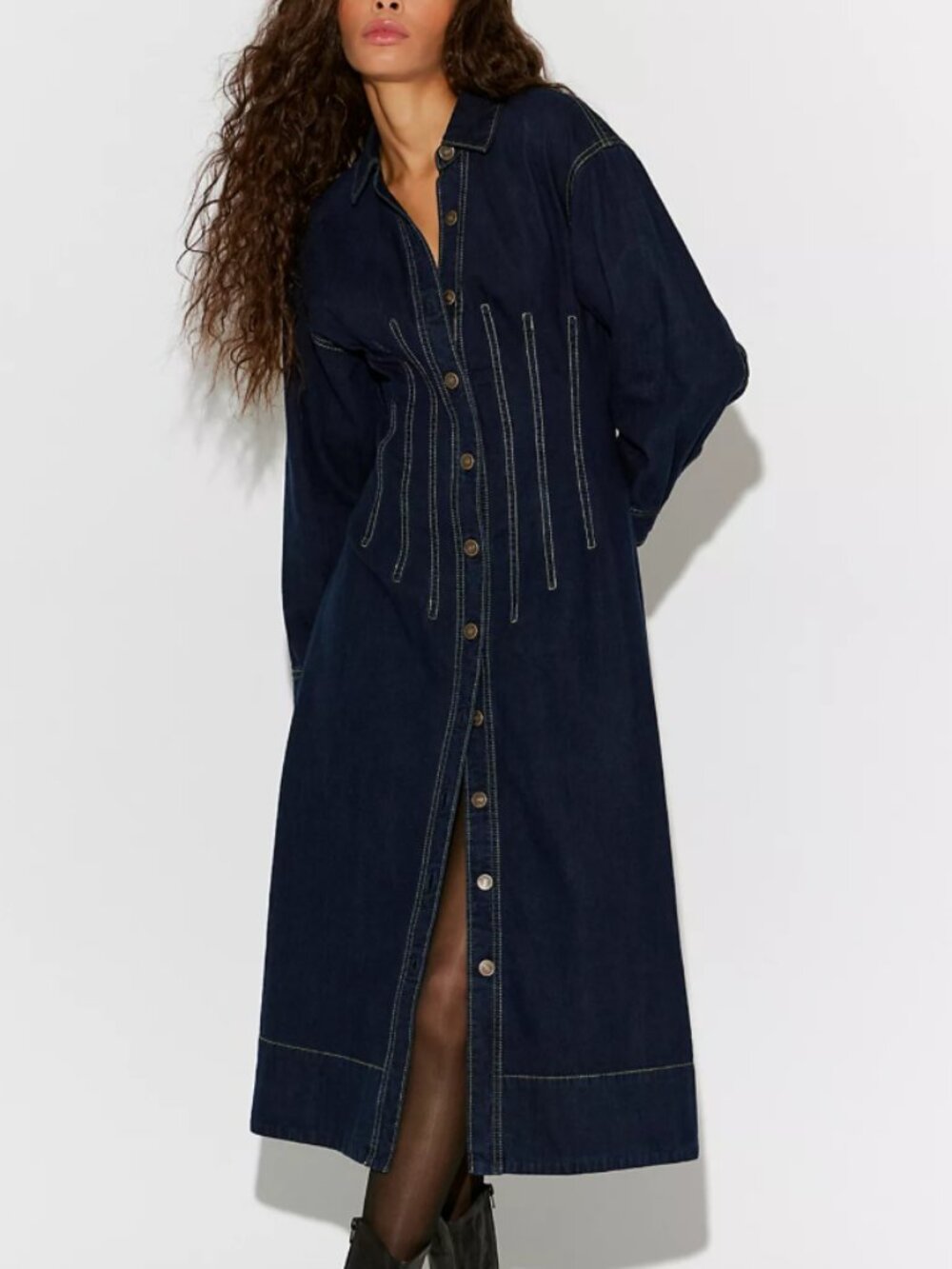 Free People Velverie Denim Midi Dress | 0